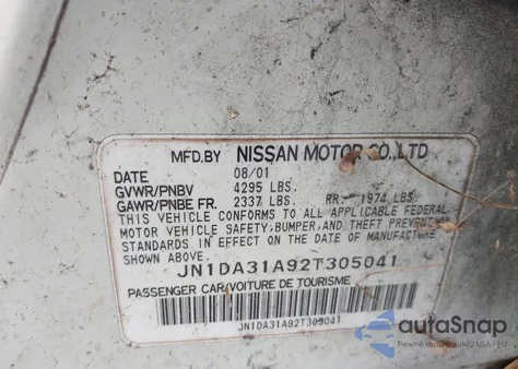 2002 Nissan Maxima Se from USA, damaged, VIN JN1DA31A92T305041